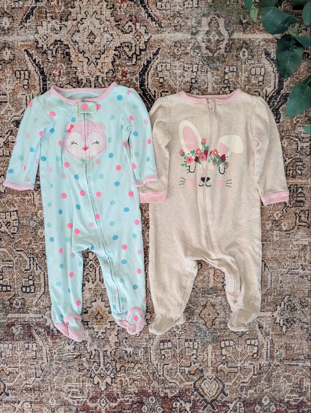 Baby girl footed sleeper bundle 6-9m